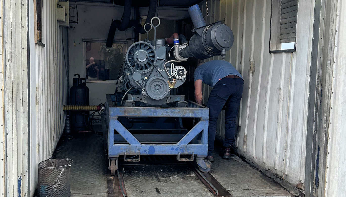 Deutz engine being serviced